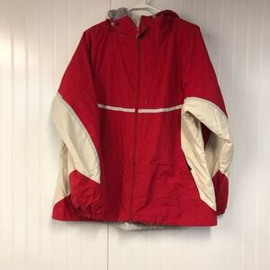 Columbia Womens Red and Cream Jacket Full Zip Hooded 1X